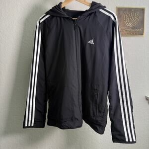 Women's Adidas Black Zip Front Fleece Lined Activewear Jacket Size Large